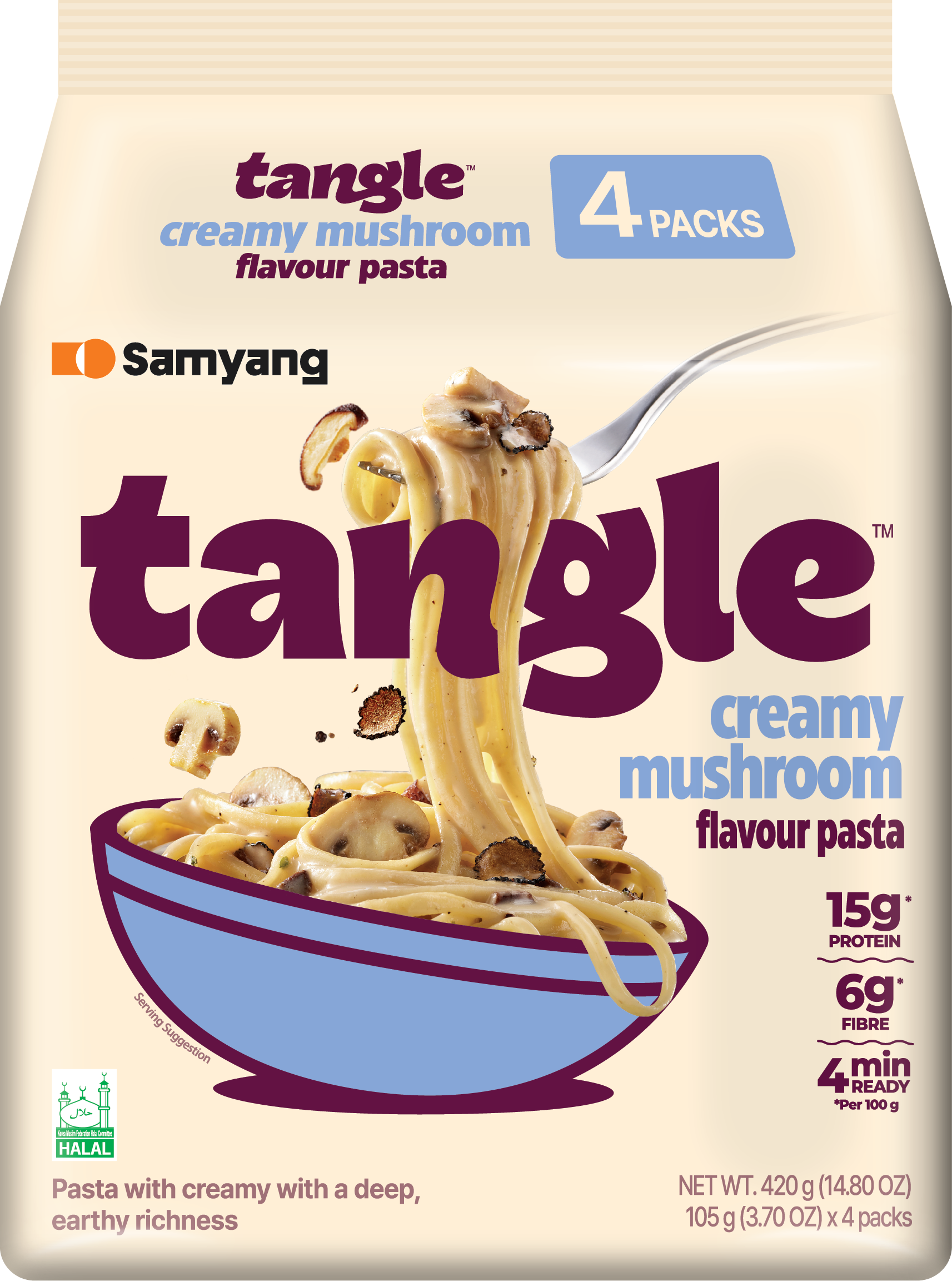 Samyang Tangle 4-pack Creamy Mushroom Pasta 4 x 105g